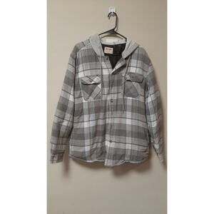 Wrangler Authentics Quilted Line Hooded Plaid Shirt Jacket